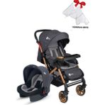 4 Baby Travel Sistem Çift Yönlü Bebek Arabası Ayak Örtülü + Yağmurluk Ilk Adım Bebe - Antrasit