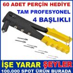 4 Başlıklı 60 Perçin Profesyonel Perçin Makinesi