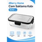 4 Berry 1040 ml Kilitli Cam Saklama Kabı – İnoks Kapaklı Yemek ve Kahvaltılık Kabı