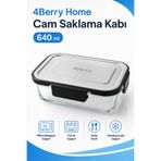 4 Berry 640 ml Kilitli Cam Saklama Kabı – İnoks Kapaklı Yemek ve Kahvaltılık Kabı