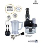 4 Bıçaklı 1500W Güç 1,5 Litre Cam Hazneli Blender & Doğrayıcı- En Güçlü Mutfak Robotu - Gri