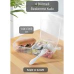 4 Bölmeli Beslenme Kutusu Kilitli Bpa Free Kaşık-Çatallı Saklama Kabı Kare 14X13x9 Cm