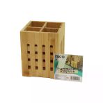4 Bölmeli Büyük - Pencereli Kare=11X11cm Ahşap Bambu Kaşıklık Organizer (2818)