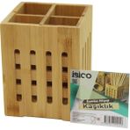4 Bölmeli Büyük - Pencereli KARE=11X11CM Ahşap Bambu Kaşıklık Organizer (4887) Midastech