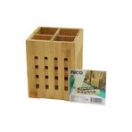 4 BÖLMELİ BÜYÜK - PENCERELİ KARE=11X11CM AHŞAP BAMBU KAŞIKLIK ORGANİZER (4887)