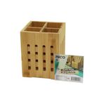 4 BÖLMELİ BÜYÜK - PENCERELİ KARE=11X11CM AHŞAP BAMBU KAŞIKLIK ORGANİZER (5264)