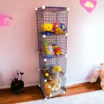 4 Bölmeli Tel Küp Çok Amaçlı Organizer Raf Pembe 33cm Mutfak, Oyuncak, Kiler, Depolama Rafı
