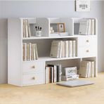 4 Çekmeceli Masaüstü Kitaplık Düzenleyici MDF Ofis Depolama Rafı Ahşap Tezgah Üstü Teşhir Düzenleme ve Dekor için Kitaplık Rafı 113 * 17 * 80 cm (Renk: A Boyut: 113 cm)