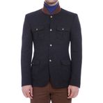 4 Cepli Örgü Yaka Erkek Siyah Ceket -wessi
