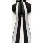 4 Cm Çift Taraflı Siyah Gümüş Simli Lastik Şerit- 1 Metre