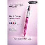 4 Colors Shine Çok Renkli Tükenmez Kalem Pembe