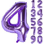 4 Dört Rakam Mor Folyo Balon 32"-34" Inc 80 cm