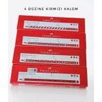 4 Düzine Kırmızı Kalem - 4 Düzine Başlık-Kopya Kalemi Kırmızı - 48 Adet Kırmızı Kalem