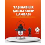 4 Fonksiyonlu Dekoratif Kamp Lambası – Tungsten Ampul, USB Çıkışlı