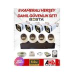 4 Iç 4 Dış 8 Kameralı Gece Renkli Sesli 5 Mp 250 GB HDD Dahil Ahd Güvenlik Kamera Seti