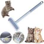 4 In 1 Kedi Köpek Tüy Toplayıcı Fırça Halı Kumaş Koltuk Kıl Toz Pencere Temizleme Fırçası Silecek - 45 cm - Mavi - Beyaz