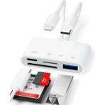 4 In 1 Lightning Type-C Çıkışlı Çoklu Kablolu Otg Çevirici Adaptör Sd Tf Kart Okuyucu USB Hub - Beyaz