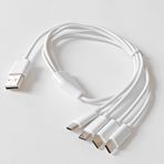 4 in 1 USB Tip-C Şarj Kablosu Çoklayıcı, Beyaz, 1 Metre, Çoklu Cihaz Şarj Kablosu