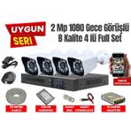 4 Kameralı 1080p Gece Görüşlü Harddisk Dahil Ful Güvenlik Kamera