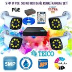 4 Kameralı 5 Mp Ip Poe Güvenlik Kamera Seti Teico- 6545
