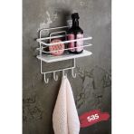4 Kancalı Yapışkanlı Ayarlanabilir Banyo Duş Rafı – Paslanmaz Kristal Şampuanlık (Yapıştır/Vidala) Beyaz - Lş-01 - Bbbk
