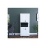 4 Kapaklı 5 Bölmeli 4 Kapılı Çok Amaçlı Dolap Beyaz Mini Fırın Bölmeli Mutfak Dolabı 161X56x32