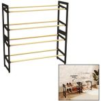 4 Katlı Ahşap Ayakkabılık 8 Ayakkabılık 20X65X51CM Çok Amaçlı Raf Portatif - Vidasız Kolay Montaj (4887)
