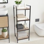 4 Katlı Ahşap Banyo Rafı - Banyo Düzenleyici Havluluk Organizer Çok Amaçlı Dolap Banyo Dolabı