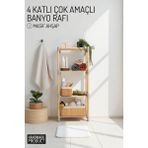 4 Katlı Banyo Düzenleyici Raf, Masif Ahşap, Çok Amaçlı Düzenleyici