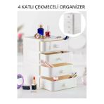 4 Katlı Çekmeceli Takı Kutusu Makyaj Ve Kozmetik Düzenleyici Çekmece Ofis Masa Düzenleyici