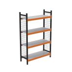 4 Katlı Dekoratif Midi Rack - Ekonomik Depo,Arşiv, Kiler Rafı Siyah-Turuncu 46X90 Cm 150 Cm
