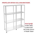 4 Katlı Duble Galvaniz Çelik Raf - Depo, Arşiv, Kiler, Dosya, Market Rafı 31X75 Cm 150 Cm 0.70 Mm