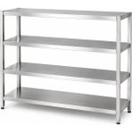 4 Katlı Istif Rafı, Paslanmaz Çelik , Depo Düzenleyici, Endüstriyel Mutfak - 200 x 60 x 160 cm