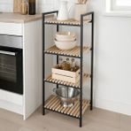 4 Katlı Mutfak Rafı - Ahşap Raflı Dekoratif Malzeme Dolabı Banyo Düzenleyici Organizer Raf