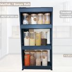 4 Katlı Mutfak Rafı Tekerlekli Organizer Dar Banyo Düzenleyici Motek Siyah Banyo Rafı
