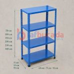 4 Katlı Renkli Dekoratif Çelik Raf - Çiçeklik Rafı, Ofis Rafı Kırmızı 31X75 Cm 250 Cm 0.70 Mm