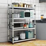 4 katmanlı mikrodalga standı fırıncı rafı Metal çerçeve çok fonksiyonlu depolama rafları kanca ile 60cm mutfak küçük alanlar için yerden tasarruf yemek odası mobilya