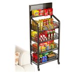 4 Katmanlı Şeker Teşhir Rafı, Tezgah için Atıştırmalık Düzenleyici, Meyve ve Şekerlik, Mutfak, Ofis, Parti, Süpermarket Rafı için Yemek Teşhir Standı (50x27cm, Siyah)