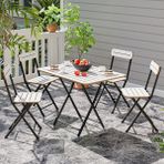 4 Kişilik Bistro Takım Bahçe Masa Sandalye Beyaz 1428