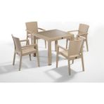 4 Kişilik Cappuccino Renk Rattan Bahçe Masa Sandalye Seti 90 x 90 cm Kare Masa ile Şık ve Dayanıklı Dış Mekan Takımı