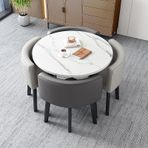 4 Kişilik Küçük Yemek Masası, Yuvarlak Masa ve 4 Sandalye, Oturma Odası, Mutfak, Ofis, Balkon için Sehpa ve Sandalye Kombinasyonu - Mobilya Takımı Aile Yemek Odası, St,Style 10-80 * 80 * 75cm