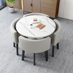 4 Kişilik Küçük Yemek Masası, Yuvarlak Masa ve 4 Sandalye, Oturma Odası, Mutfak, Ofis, Balkon için Sehpa ve Sandalye Kombinasyonu - Mobilya Takımı Aile Yemek Odası, St,Style 12-80 * 80 * 75cm