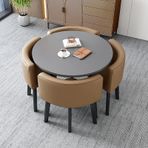4 Kişilik Küçük Yemek Masası, Yuvarlak Masa ve 4 Sandalye, Oturma Odası, Mutfak, Ofis, Balkon için Sehpa ve Sandalye Kombinasyonu - Mobilya Takımı Aile Yemek Odası, St,Style 5-80 * 80 * 75cm