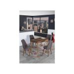 4 Kişilik Sabit Masa Sandalye Takımı 70X110 cm Mutfak Masası Takımı Yemek Masası Masa Takımı - Gri - 70 x 110 cm