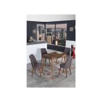 4 Kişilik Sabit Masa Sandalye Takımı Mutfak Masası 70X110 Masa Takımı - Gri