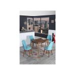 4 Kişilik Sabit Masa Sandalye Takımı Mutfak Masası 70X110 Masa Takımı - Mavi