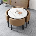 4 Kişilik Yuvarlak Masa ve Sandalye Seti, Sehpa ve Uyumlu Sandalyeler Dahil, Mutfak, Oturma Odası, Ofis veya Balkon için İdeal - 80 x 80 x 75 cm