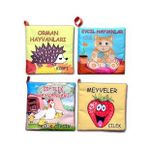 4 Kitap Tox Meyveler , Çiftlik , Orman ve Evcil Hayvanlar Kumaş Sessiz Kitap T055 T049 T058 T110 - Bez Kitap , Eğitici Oyuncak , Yumuşak ve Hışırtılı