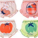 4 külotlu set, nefes alır, elastik külot, yüksek belli, bebek külotu, yumuşak iç çamaşırı, 6 aydan 4 yaşa kadar, Domates baskısı, 6-12 Ay