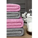 4 lü Banyo Havlusu Takımı Soft Büyük Havlulu Pamuklu Havlu Seti 90X150 Cm Gri Pembe